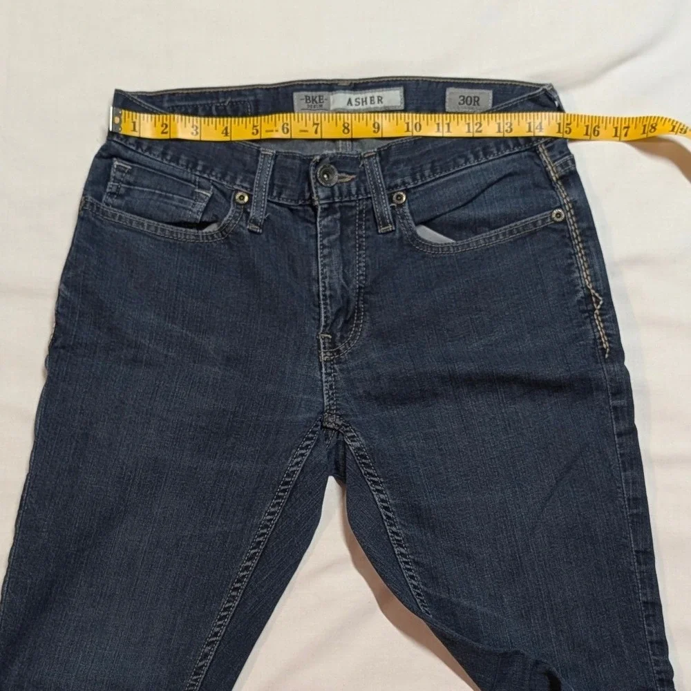 BKE Asher Slim Straight Jeans Mens 30R Dark Wash Denim